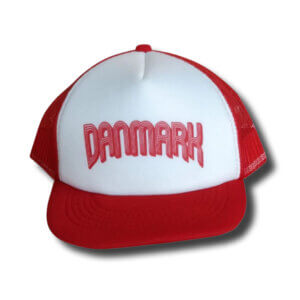 Danmark merchandise fanartikler, trucker kasket med net, cap, rødt hvidt, dansk flag