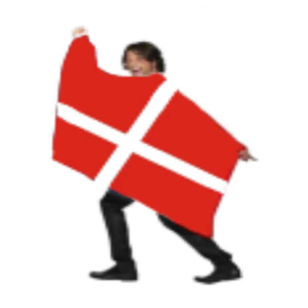 Danmark merchandise fanartikler, poncho flag med ærmer, rødt hvidt, dansk flag