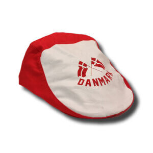 Danmark merchandise fanartikler, rød hat, sixpence, rødt hvidt, dansk flag