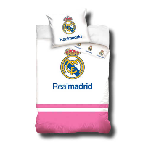 Sengesæt, sengetøj, Real Madrid, dynebetræk, hovedpudebetræk, hvid, pink, lyserød, hvid, bomuld,