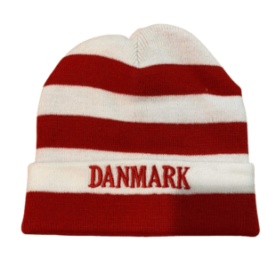 Danmark strik hue, hvid/rød