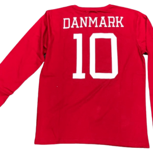 Alternative view of Danmark Tee med Dk Flag Lang ærmet i rød